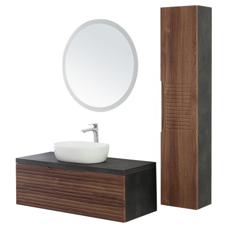 1 - COMP BAGNO 110CM CON 1CASS + SPECCHIO + LAVABO NOCE CANALETTO