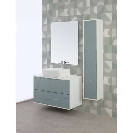 2 - COMP. BAGNO 90CM 2CASS+LAVABO+SPECCHIO VERDE SALVIA