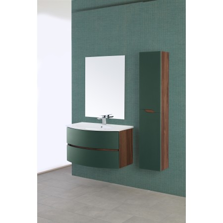 2 - COMP. BAGNO 90CM CURVO 2CASS+LAVABO+SPECCHIO VERDE BOTTIGLIA