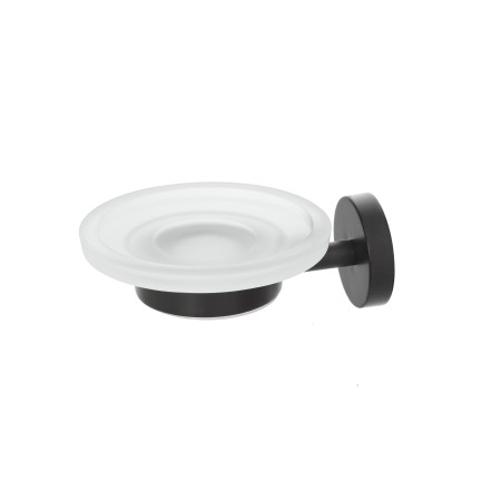 1 - PORTA SAPONE IN ACCIAIO NERO/VETRO SAT SERIE CHIC BLACK