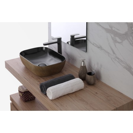 1 - LAVABO DA APPOGGIO IN CERAMICA NERO 45.5*32.5*13.5CM