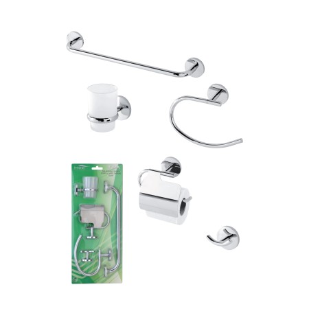 1 - SET ACCES BAGNO 5PZ SERIE BORA CROMO/VETRO