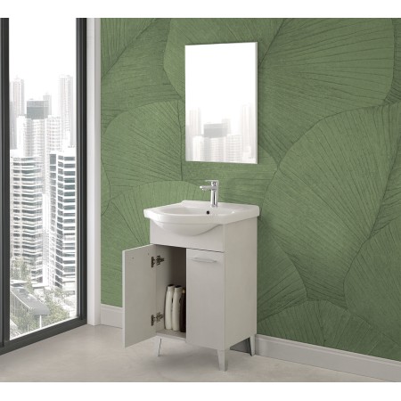 1 - Composizione bagno Iris 65cm in nobilitato melaminico grigio calce