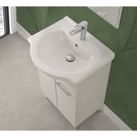 3 - Composizione bagno Iris 65cm in nobilitato melaminico grigio calce