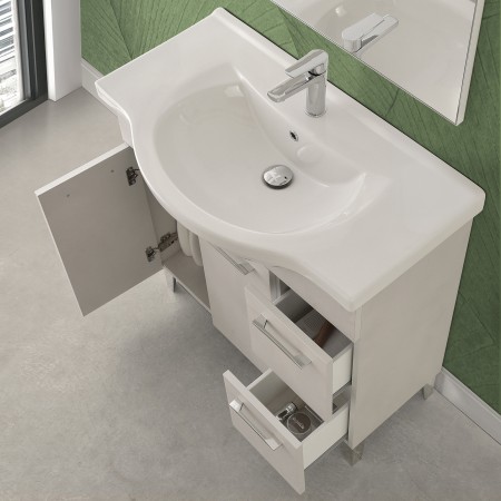 2 - Composizione bagno Iris 85cm in nobilitato melaminico grigio calce