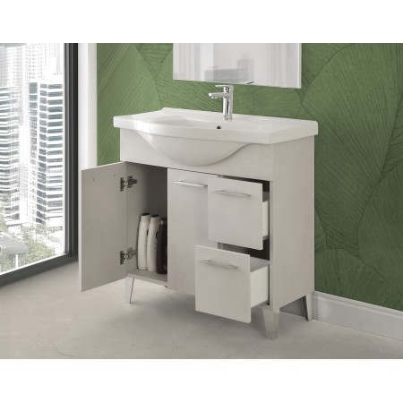 3 - Composizione bagno Iris 85cm in nobilitato melaminico grigio calce