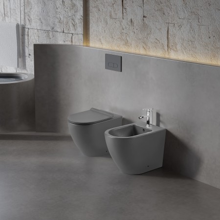 1 - Vaso Linea T-Color in ceramica da terra grigio opaco