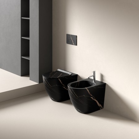 1 - Bidet Linea T-Marmorizzato in ceramica da terra marmorizzato nero