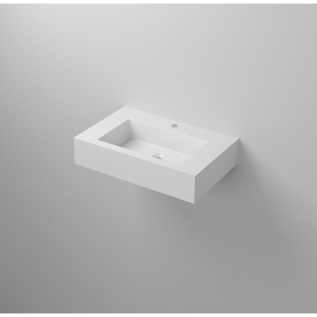 2 - Lavabo sospeso in resina L70cm bianco lucido