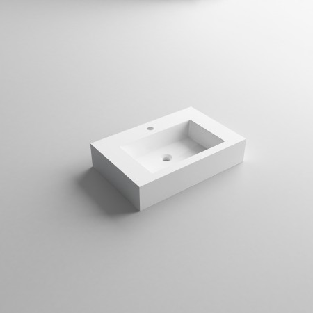 4 - Lavabo sospeso in resina L70cm bianco lucido