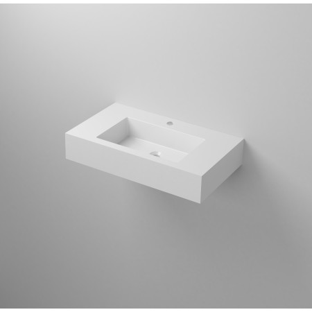 1 - Lavabo sospeso in resina L80cm bianco lucido