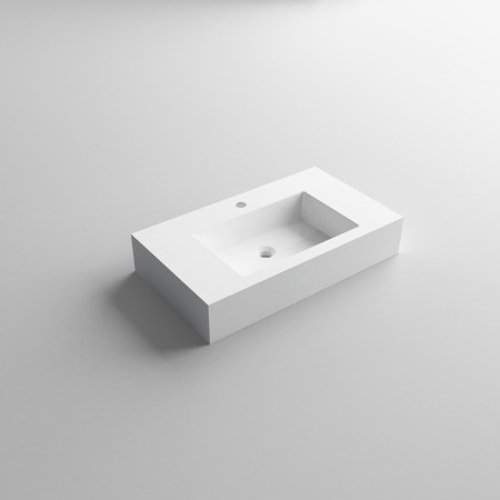 4 - Lavabo sospeso in resina L80cm bianco lucido