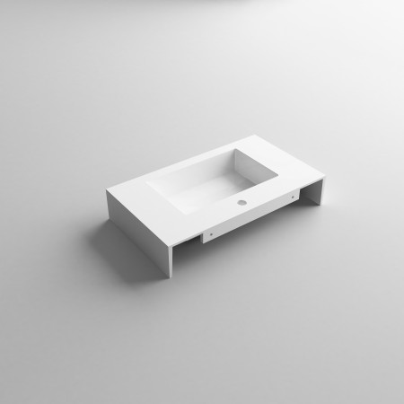 5 - Lavabo sospeso in resina L80cm bianco lucido