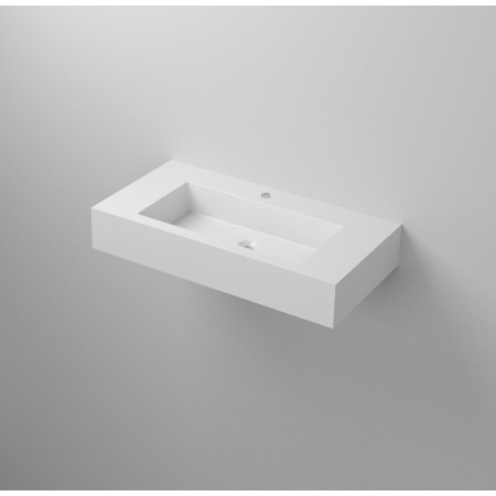 1 - Lavabo sospeso in resina L90cm bianco lucido