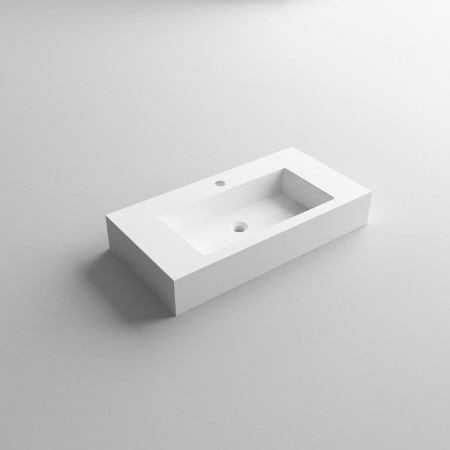 4 - Lavabo sospeso in resina L90cm bianco lucido