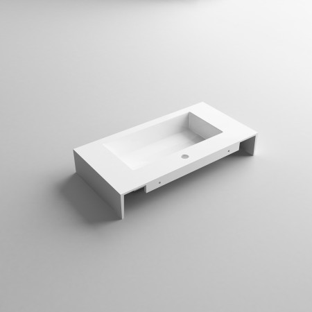 5 - Lavabo sospeso in resina L90cm bianco lucido