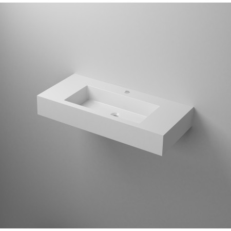 1 - Lavabo sospeso in resina L100cm bianco lucido