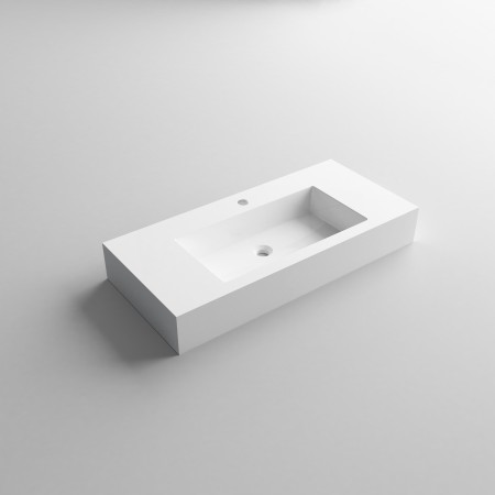 4 - Lavabo sospeso in resina L100cm bianco lucido