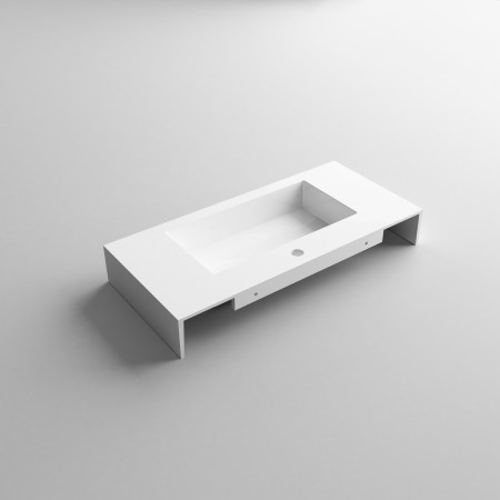 5 - Lavabo sospeso in resina L100cm bianco lucido