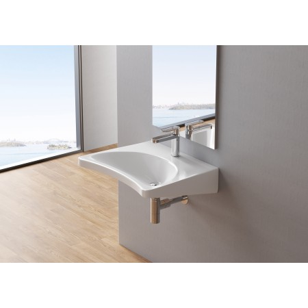 1 - Lavabo sospeso in resina L65cm per disabili bianco lucido