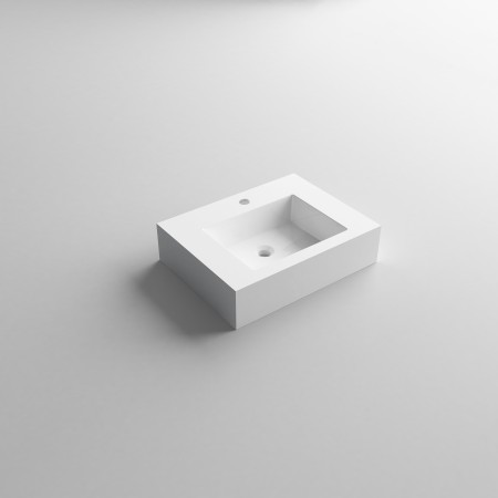 4 - Lavabo sospeso in resina L60cm bianco lucido