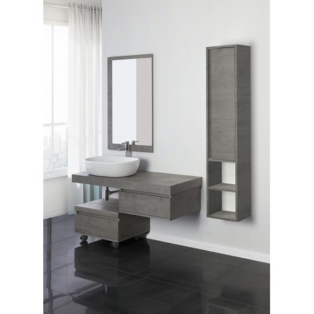 2 - Composizione bagno Shelf 120cm in nobilitato melaminico cemento