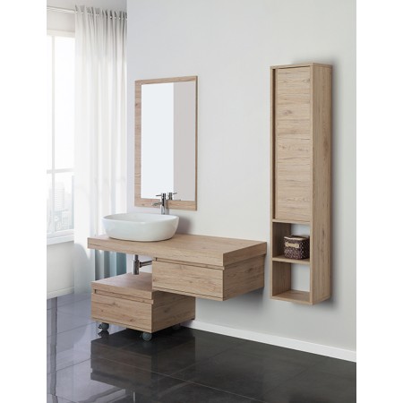 2 - Composizione bagno Shelf 120cm in nobilitato melaminico rovere di bordeaux