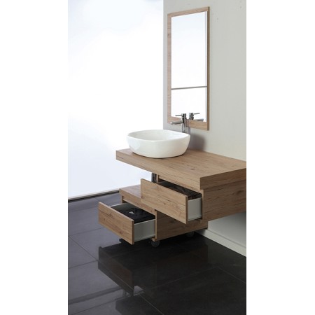 4 - Composizione bagno Shelf 120cm in nobilitato melaminico rovere di bordeaux