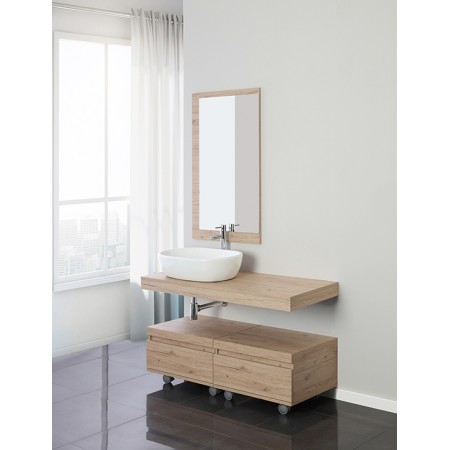 7 - Composizione bagno Shelf 120cm in nobilitato melaminico rovere di bordeaux