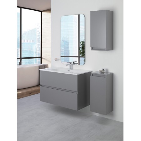 2 - Composizione bagno Pastello 90cm in nobilitato melaminico grigio