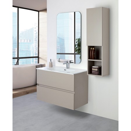 2 - Composizione bagno Pastello 90cm in nobilitato melaminico tortora