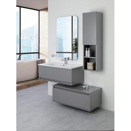 2 - Composizione bagno Pastello 90cm in nobilitato melaminico grigio