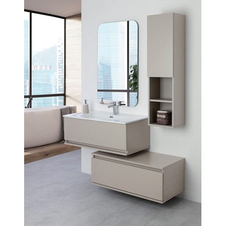 2 - Composizione bagno Pastello 90cm in nobilitato melaminico tortora