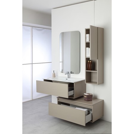 2 - Composizione bagno Pastello 90cm in nobilitato melaminico tortora