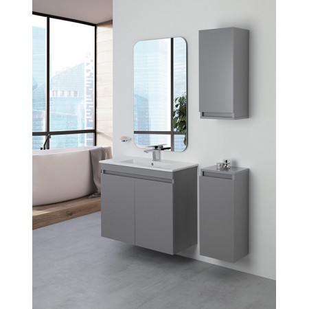 2 - Composizione bagno Pastello 80cm in nobilitato melaminico grigio