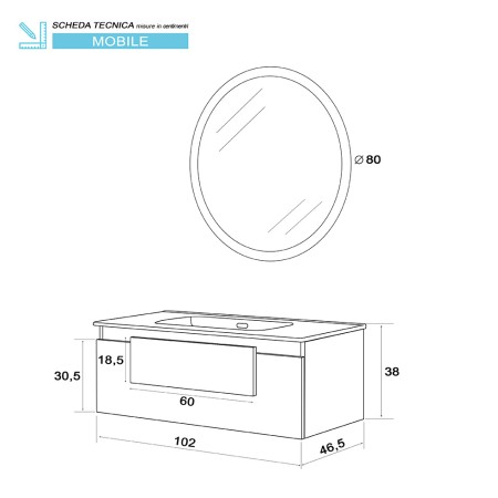 8 - Composizioni bagno Urban 100cm in nobilitato melaminico riviera