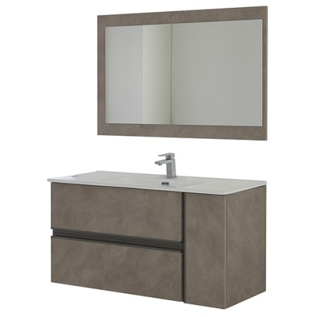 2 - Composizione bagno 110cm in nobilitato melaminico beton cenere