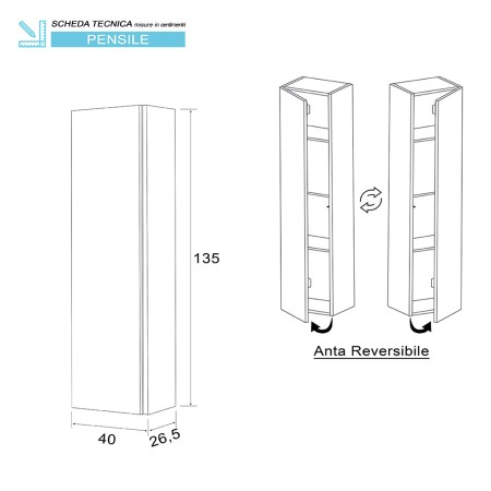 4 - Pensile Oxid L40xH135cm in nobilitato melaminico beton cenere