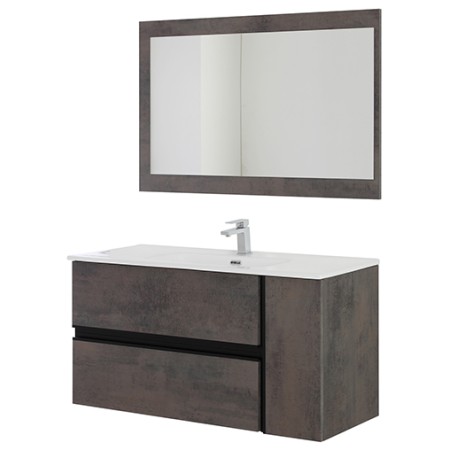 2 - Composizione bagno 110cm in nobilitato melaminico ossido grigio