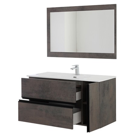 2 - Composizione bagno 110cm in nobilitato melaminico ossido grigio