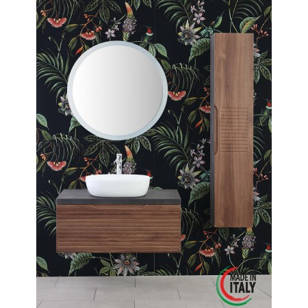 2 - Composizione bagno Ravello 90cm in mdf rivestito in pvc noce canaletto