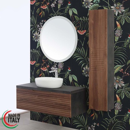 2 - Composizione bagno Ravello 90cm in mdf rivestito in pvc noce canaletto