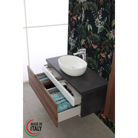 2 - Composizione bagno Ravello 110cm in mdf rivestito in pvc noce canaletto