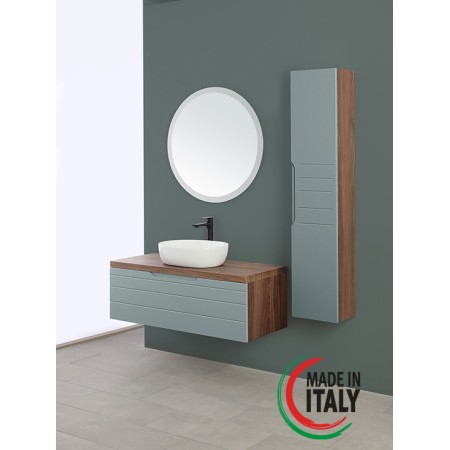 2 - Composizione bagno Amalfi 90cm in mdf rivestito in pvc verde salvia