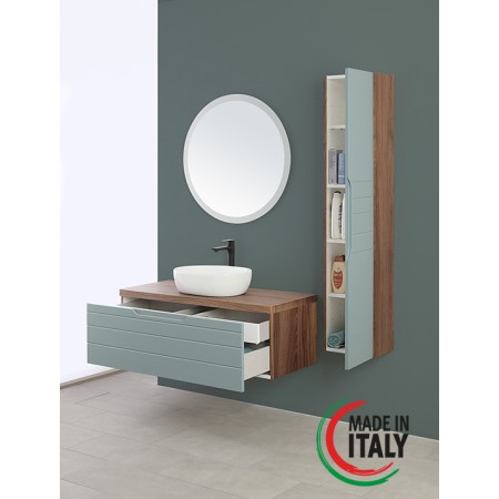 4 - Composizione bagno Amalfi 90cm in mdf rivestito in pvc verde salvia