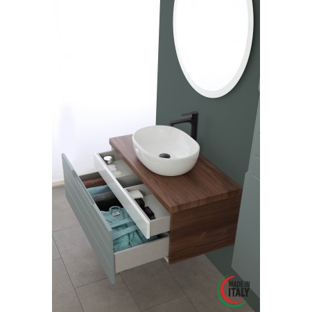 5 - Composizione bagno Amalfi 90cm in mdf rivestito in pvc verde salvia