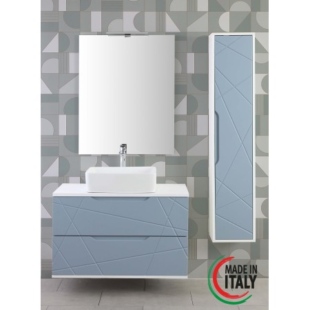 2 - Composizione bagno Furore 90cm in nobilitato melaminico azzurro polvere