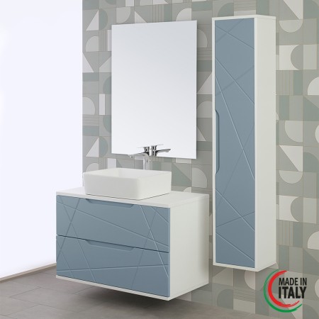 2 - Composizione bagno Furore 90cm in nobilitato melaminico azzurro polvere