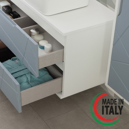 5 - Composizione bagno Furore 90cm in nobilitato melaminico azzurro polvere