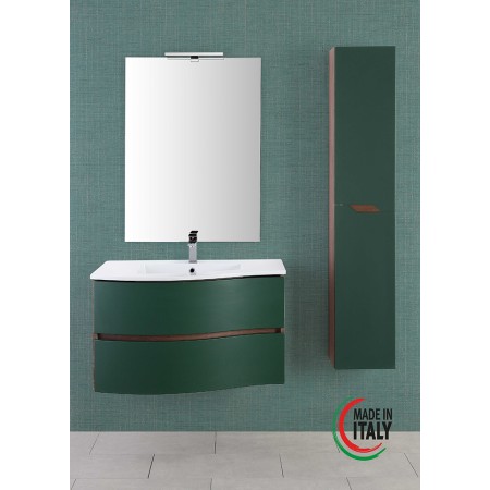 2 - Composizione bagno curva ad onda Minori 90cm in mdf e pvc verde bottiglia